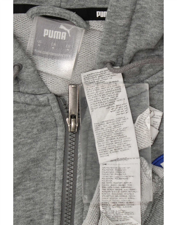 Puma Herren-Kapuzenpullover mit grafischem Reißverschluss, mittelgraue Baumwolle