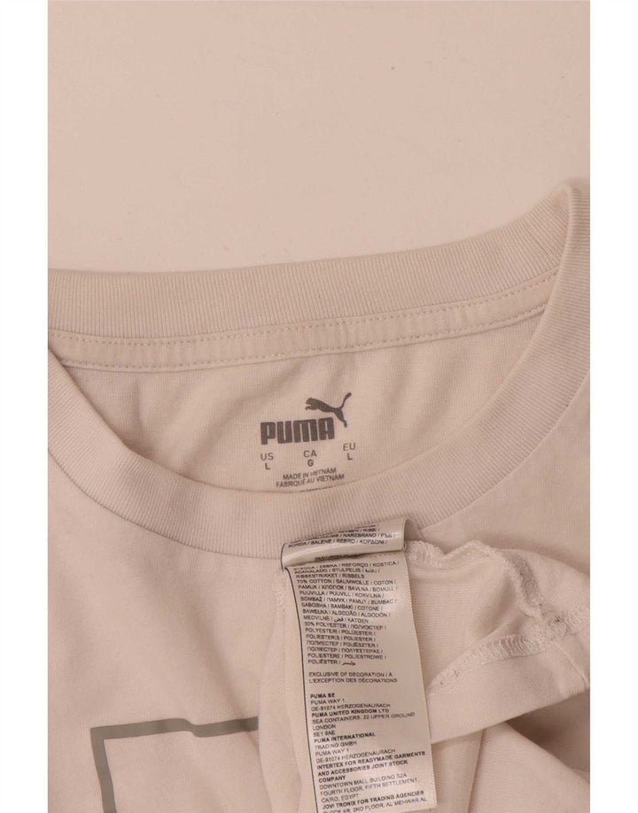 Puma Herren-T-Shirt mit Grafik, groß, aus weißer Baumwolle