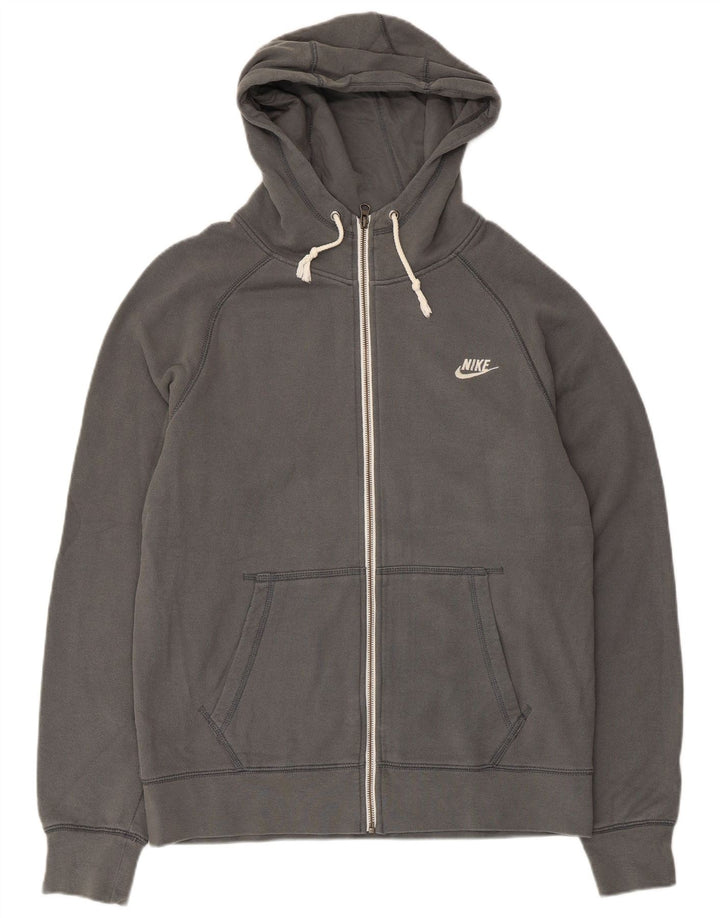 Nike Herren-Kapuzenpullover mit grafischem Reißverschluss, mittelgraue Baumwolle