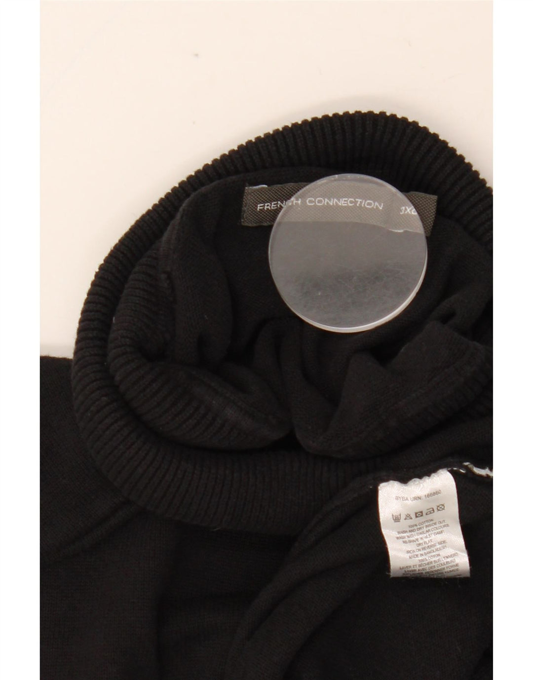 FRENCH CONNECTION Herren-Pullover mit Rollkragen, 3XL, schwarze Baumwolle