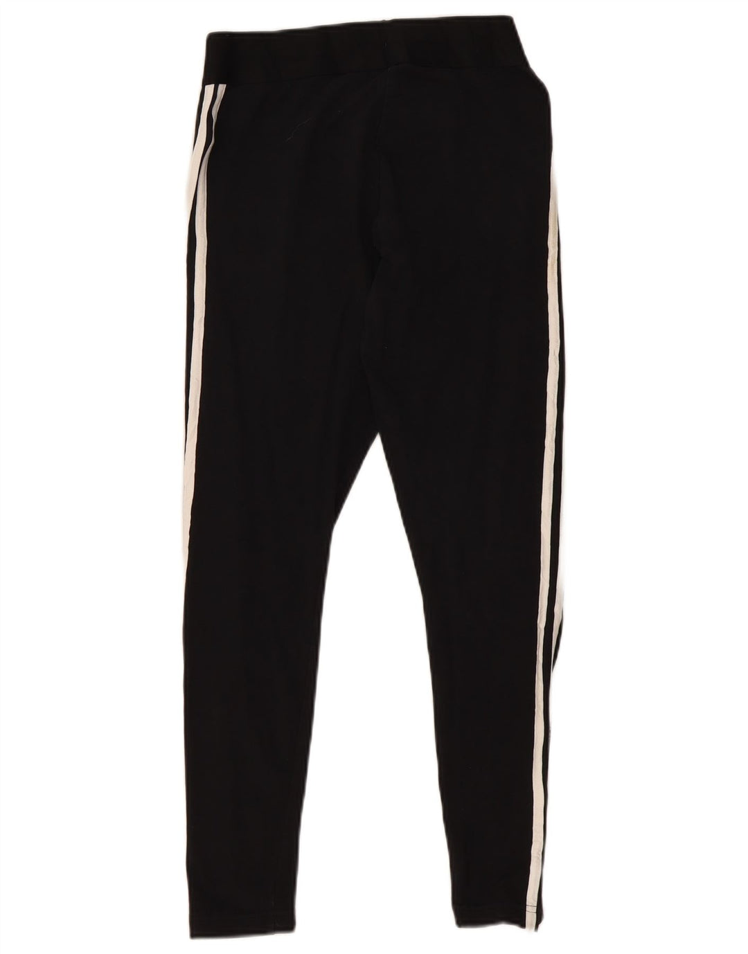 Adidas Damen Leggings UK 12/14 Medium Schwarz Gestreifte Baumwolle