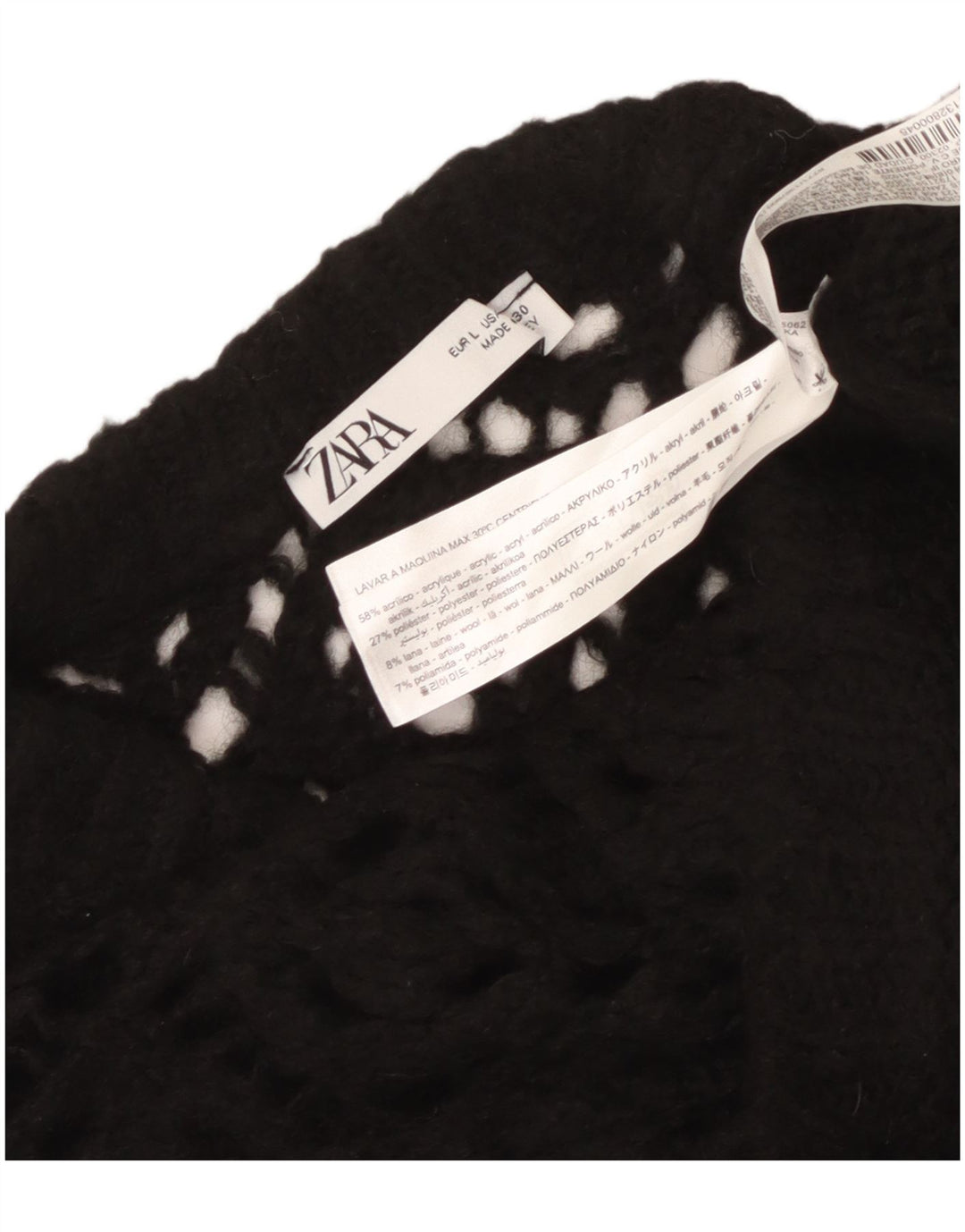 ZARA Damen-Pullover, bauchfrei, übergroß, U-Boot-Ausschnitt, Gr. 40, Größe L, Schwarz