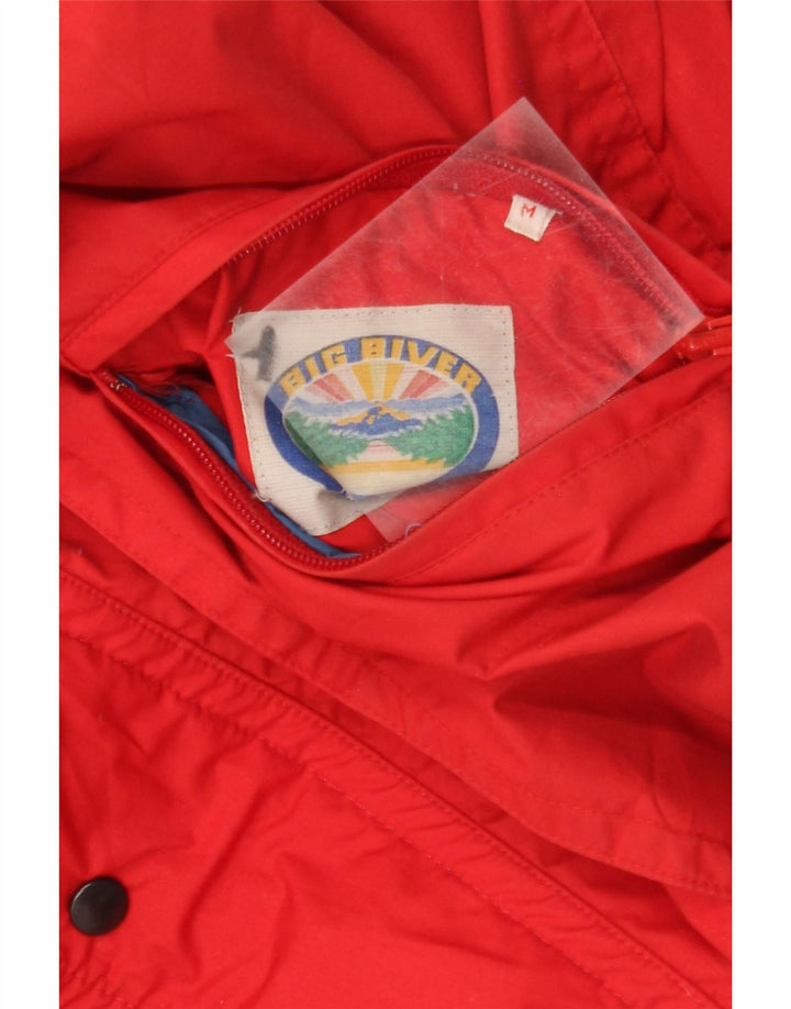 VINTAGE Herren Loose Fit Reversible Wattierte Jacke UK 38 Mittelrot