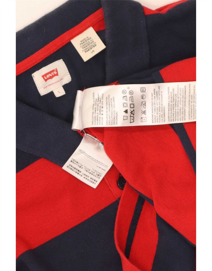 Levi's Rugby-Poloshirt für Herren, groß, rot gestreift, Baumwolle