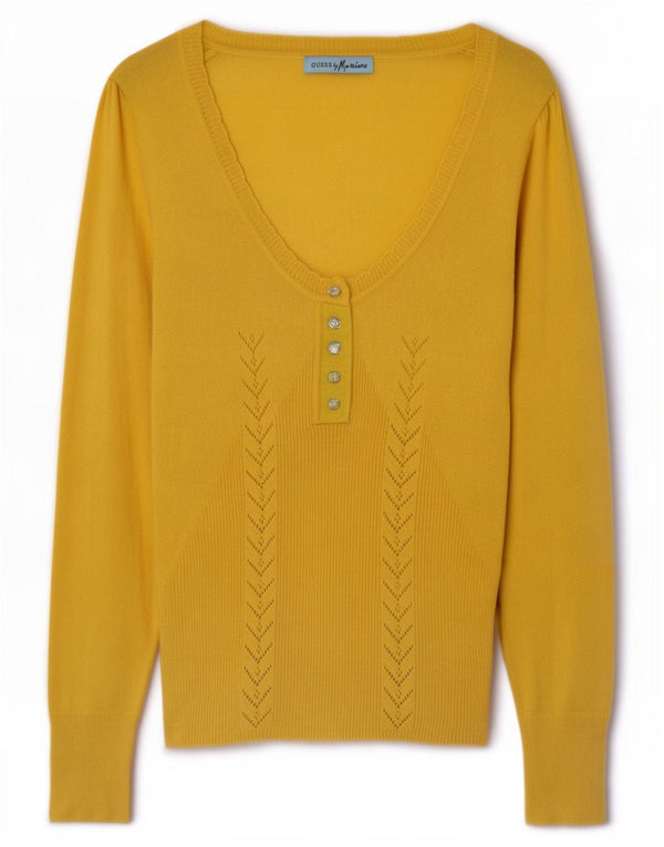 Guess By Marciano Damen-Pullover mit U-Boot-Ausschnitt, US 1 XS, gelber Kaschmir