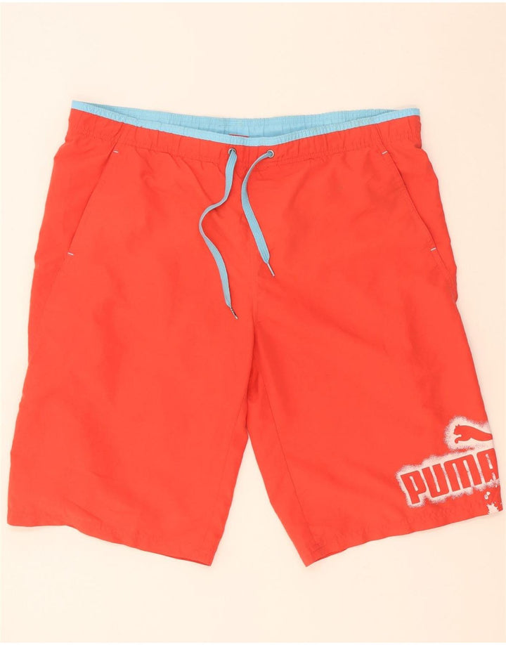 Puma Herren Badeshorts mit Grafik, groß, rotes Polyester