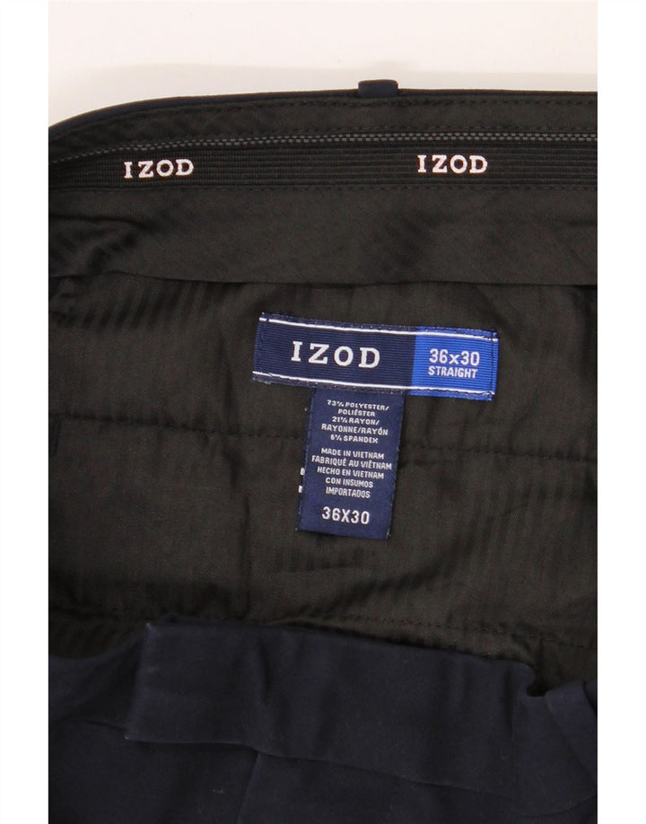 IZOD Mens Straight Suit Trousers W36 L30 Navy Blue Polyester Vintage Izod and Second-Hand Izod from Messina Hembry 