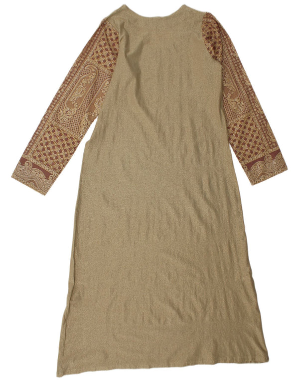 Vintage Damen Maxikleid UK 14 Großes Gold Paisley