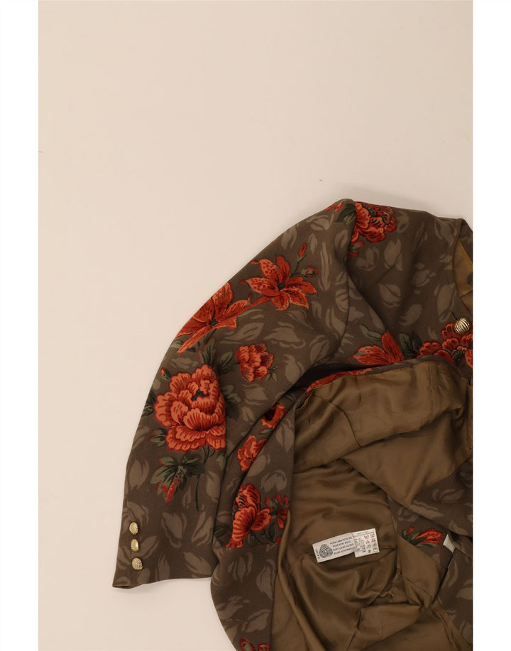 MARELLA Womens 4 Button Blazer Jacket UK 18 XL  Brown Floral Wool Vintage Marella and Second-Hand Marella from Messina Hembry 