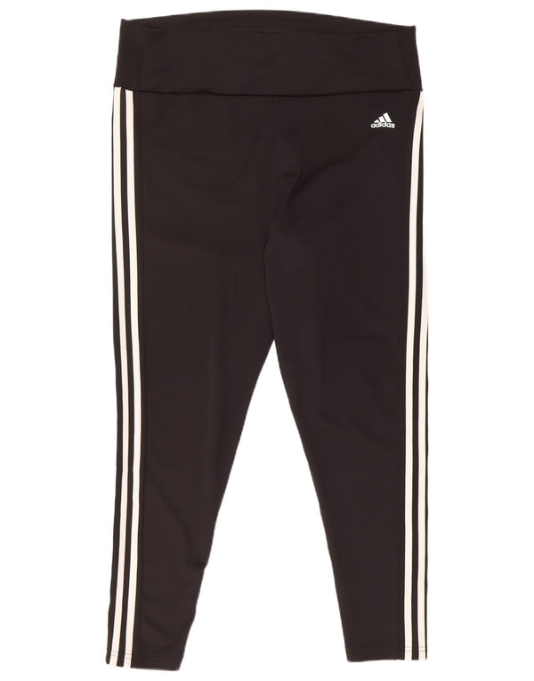 Adidas Damen Crop Leggings UK 20/22 XL Schwarz Polyester