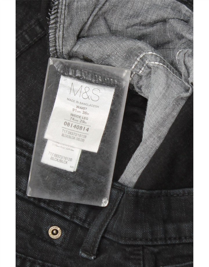 Marks & Spencer Herren Straight Jeans W36 L26 Schwarze Baumwolle