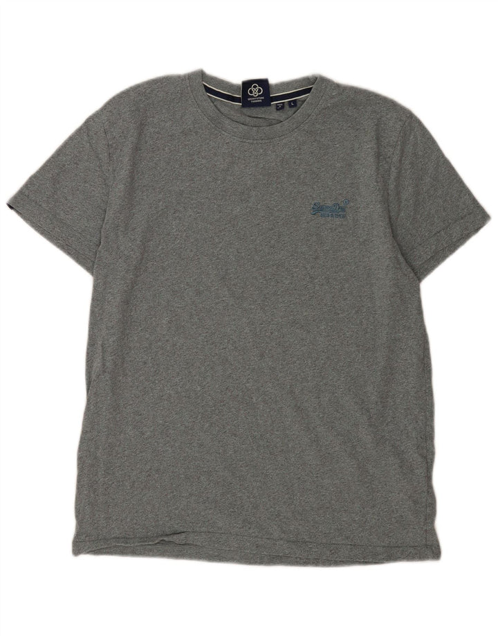 Superdry Herren T-Shirt Top Large Grau Baumwolle