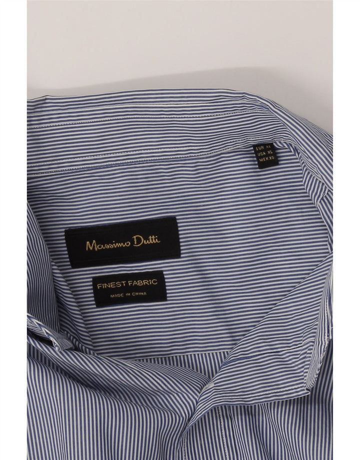 MASSIMO DUTTI Mens Shirt XL Blue Pinstripe Cotton Vintage Massimo Dutti and Second-Hand Massimo Dutti from Messina Hembry 
