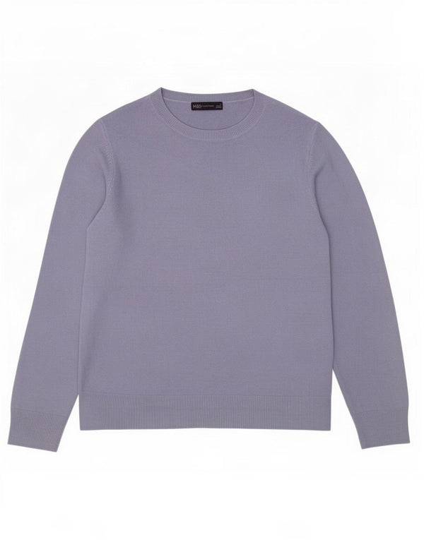 Marks & Spencer Damen-Pullover mit Rundhalsausschnitt, UK 14, Mittelblau, Acryl