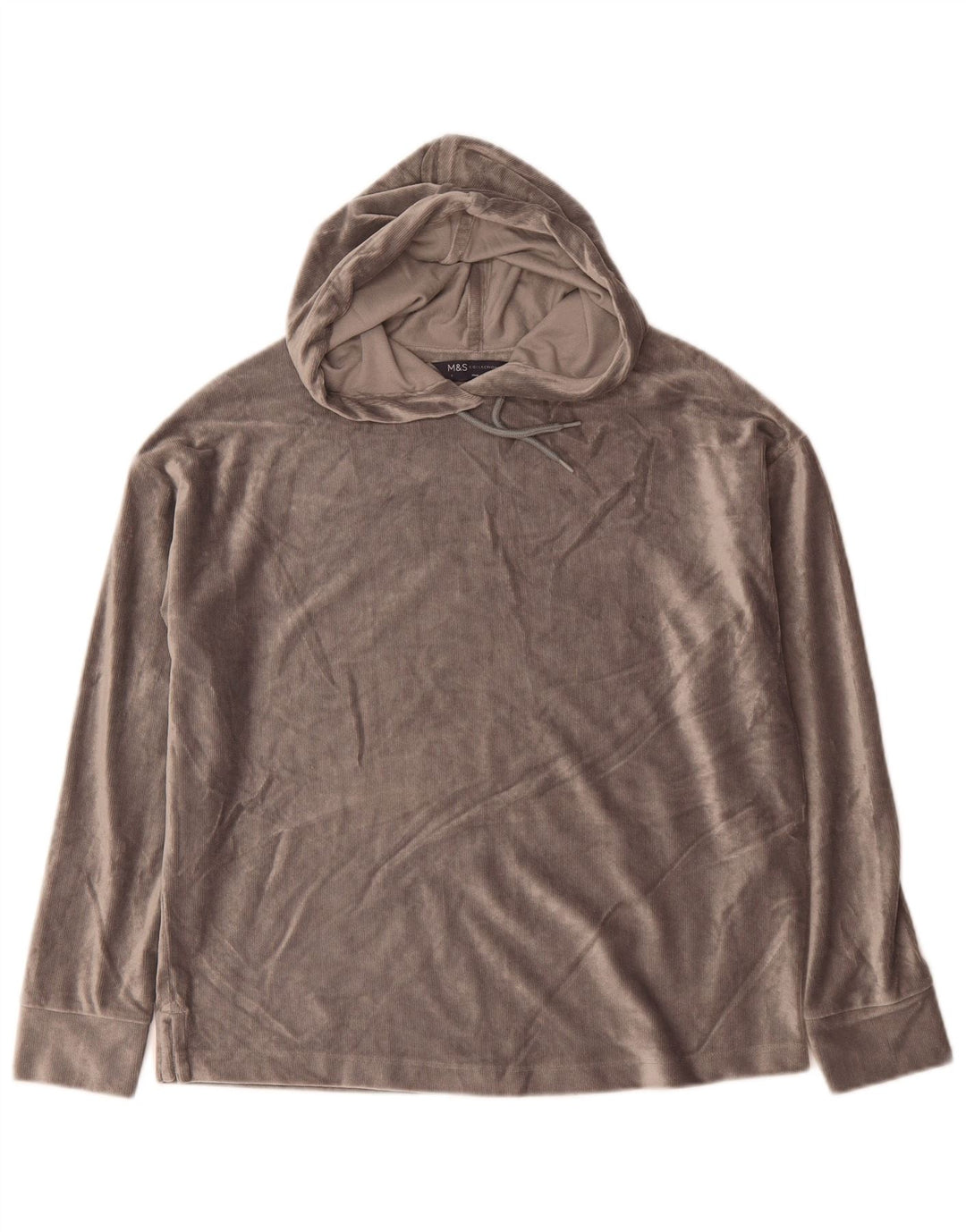 Marks & Spencer Damen Velours-Übergröße-Kapuzenpullover, Gr. 8, Grau