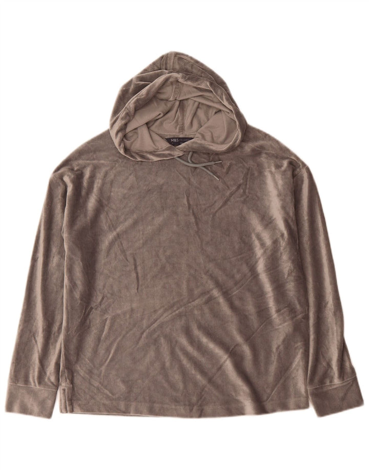 Marks & Spencer Damen Velours-Übergröße-Kapuzenpullover, Gr. 8, Grau