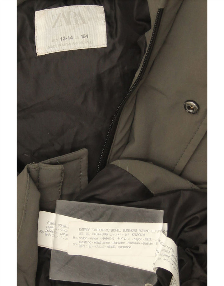 Zara Jungen wattierter Mantel mit Kapuze, 13–14 Jahre, Khaki, Nylon