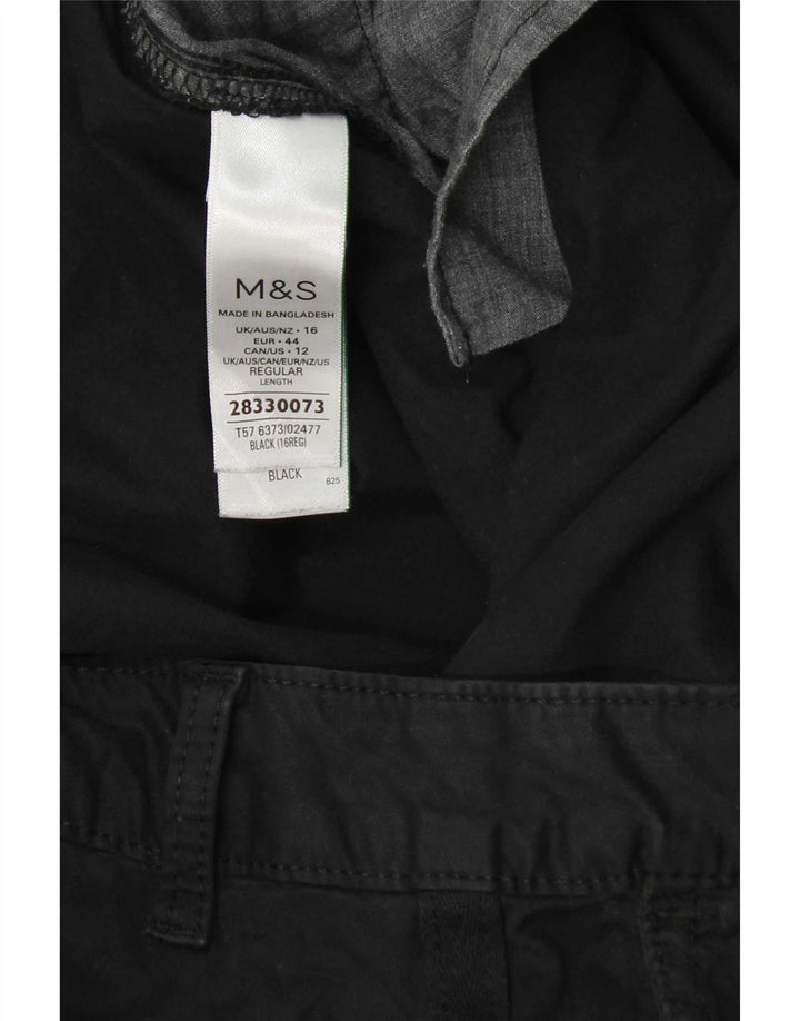 Marks & Spencer Damen Normale Hose UK 16 W38 L29 Schwarze Baumwolle