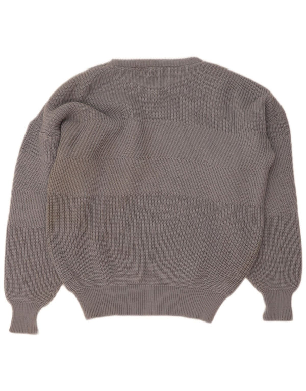 Vintage Herren Pullover mit Rundhalsausschnitt IT 50/52 Große graue Wolle