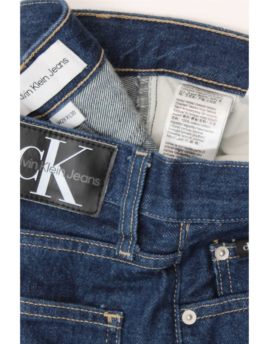 Calvin Klein Damen Straight Jeans W28 L30 Blaue Baumwolle