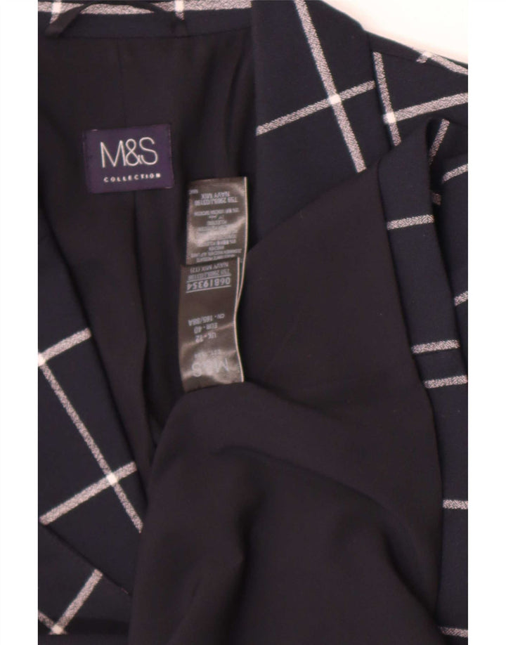 Marks & Spencer Damen Blazer Jacke UK 12 Medium Navy Blue Check