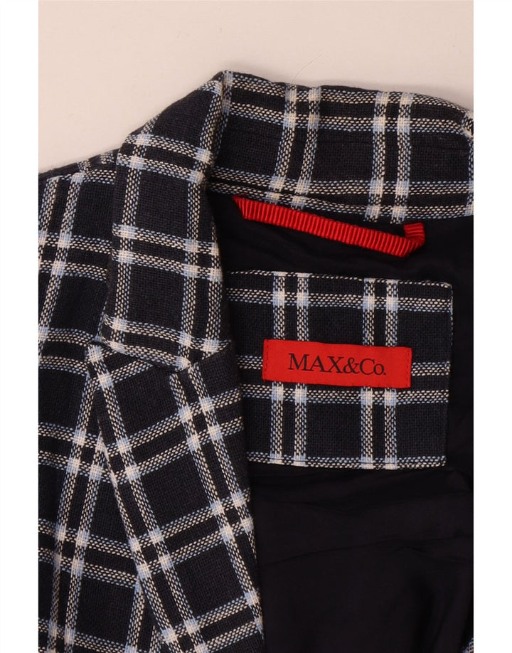 Max & Co. Damen-Blazer mit 1 Knopf, UK 12, mittelmarineblau, kariert, Baumwolle