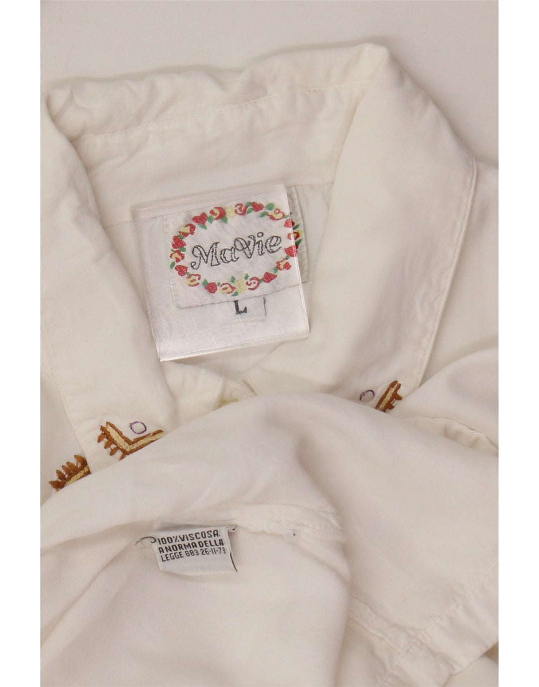 Vintage Damen Shirt UK 16 Große weiße Viskose mit Blumenmuster