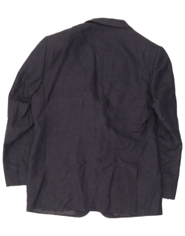 Valentino Herren 3-Knopf-Blazerjacke IT 54 2XL Marineblaues Leinen