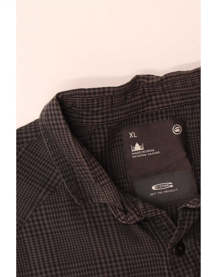 G-Star Herren-Grafikhemd XL aus grauer Gingham-Baumwolle