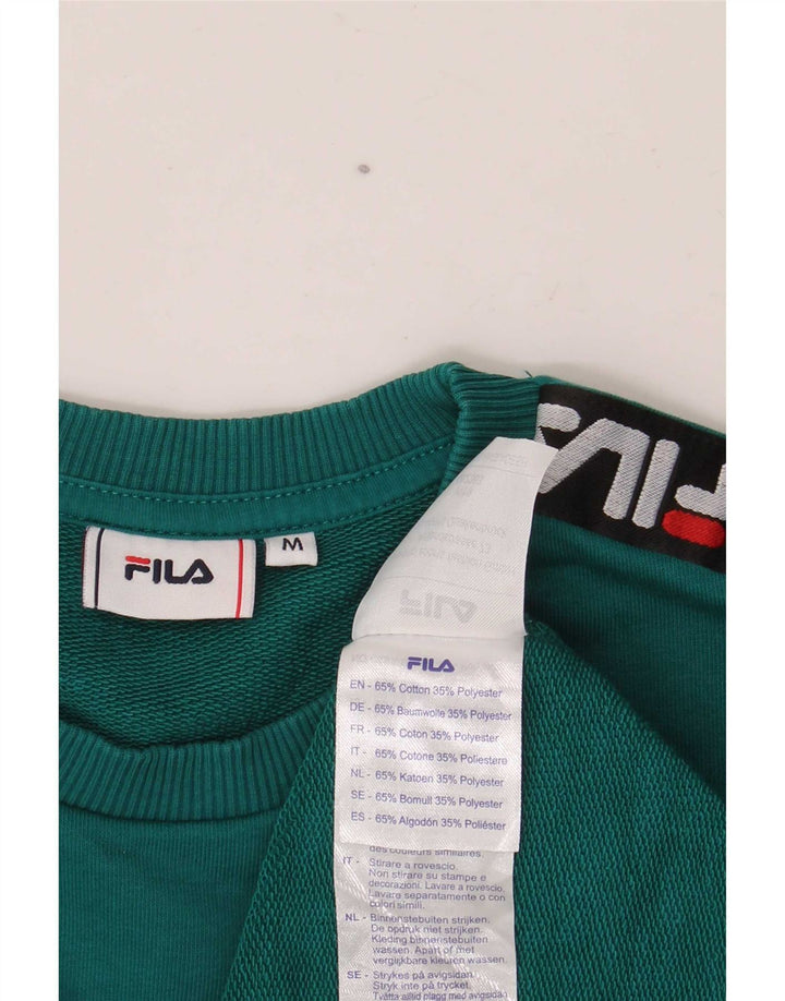 Fila Herren Grafik-Sweatshirt-Pullover aus mittelgrüner Colourblock-Baumwolle