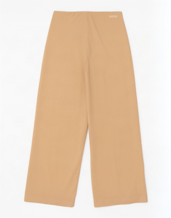 Benetton Damen-Freizeithose mit weitem Bein, Größe S, W26, L30, Beige, Polyester