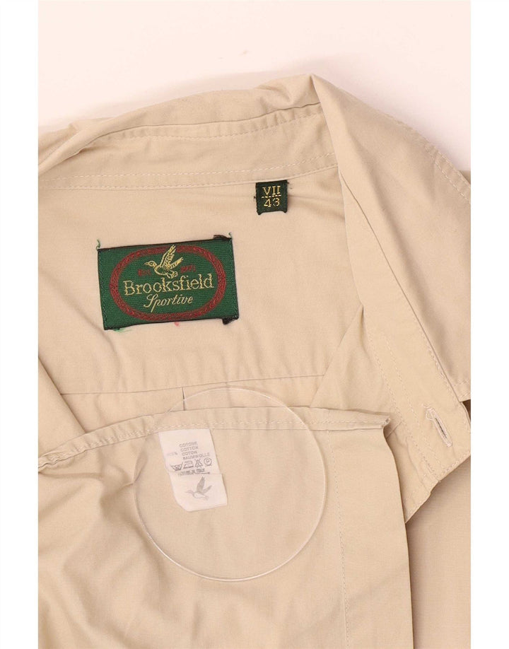 Brooksfield Herrenhemd Größe 43 Large Beige Cotton Classic