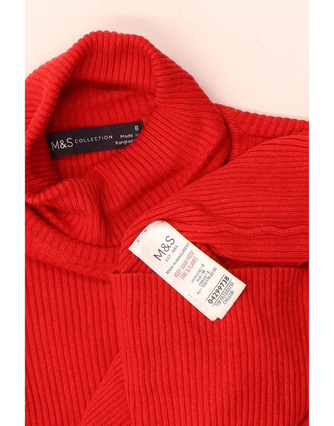 Marks & Spencer Damen Top Langarm UK 8 Small Rote Viskose