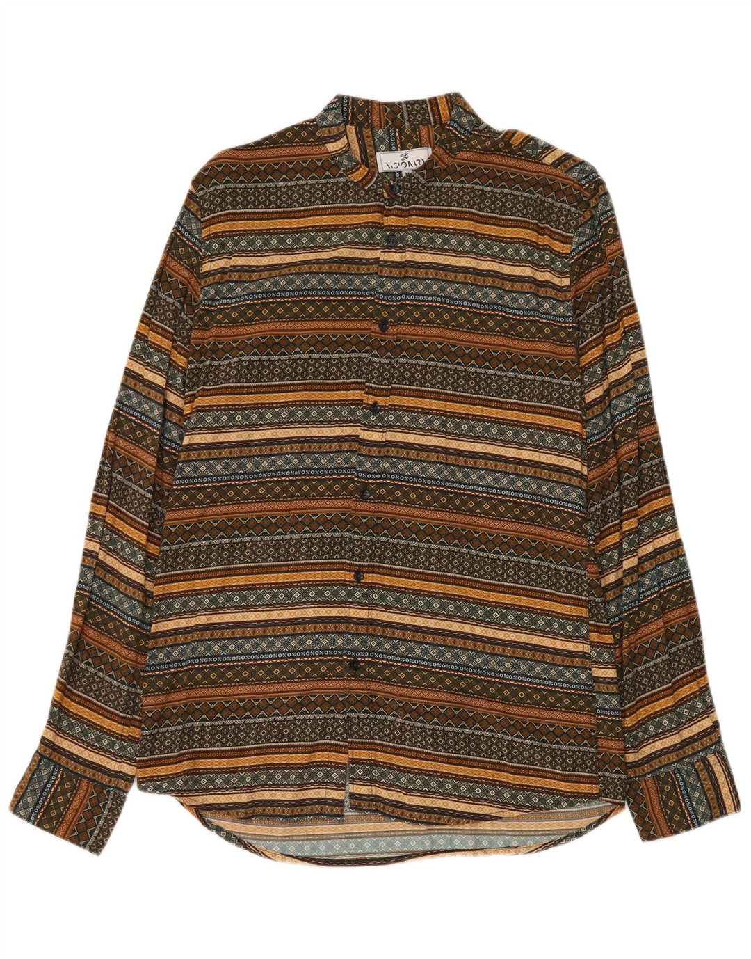 Vintage Herrenhemd Medium Khaki Gestreifte Viskose