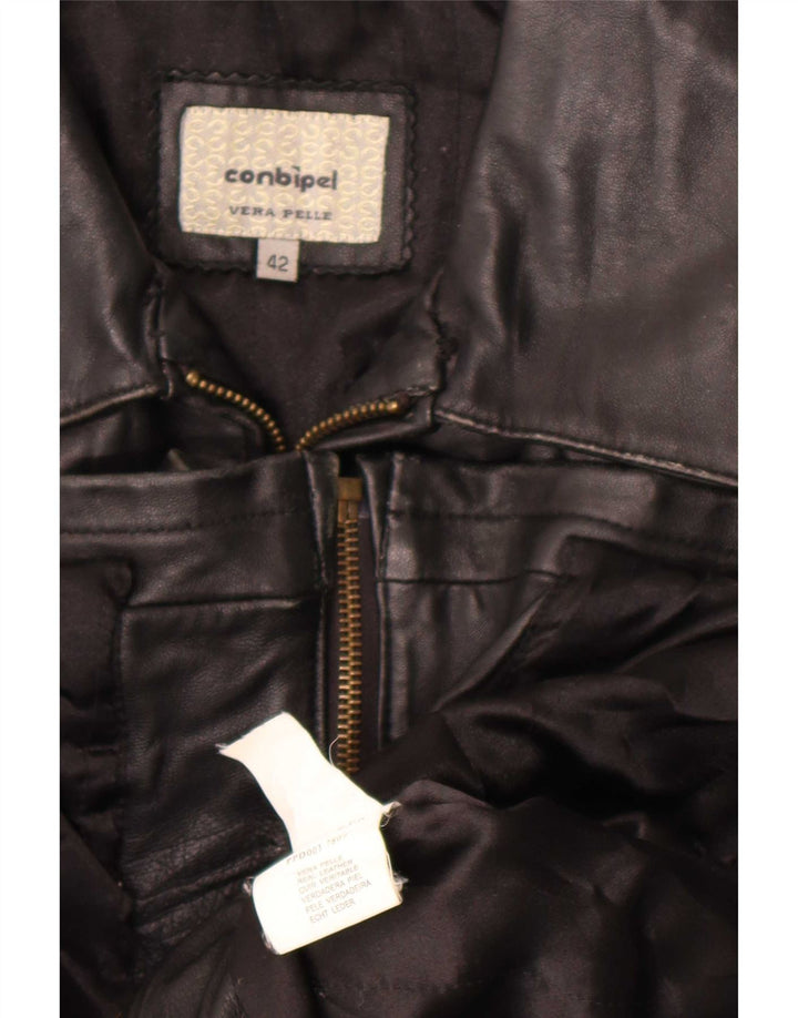 Conbipel Damen Lederjacke IT 42 Medium Schwarz