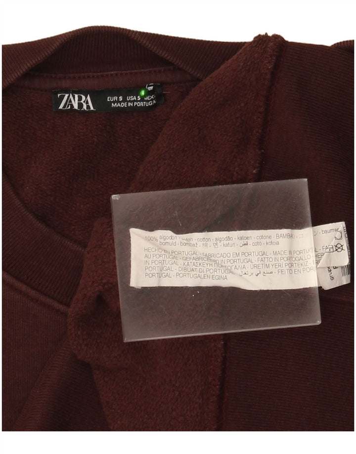 Zara übergroßer Damen-Sweatshirt-Pullover, Gr. 10, klein, Burgunderrot, Baumwolle