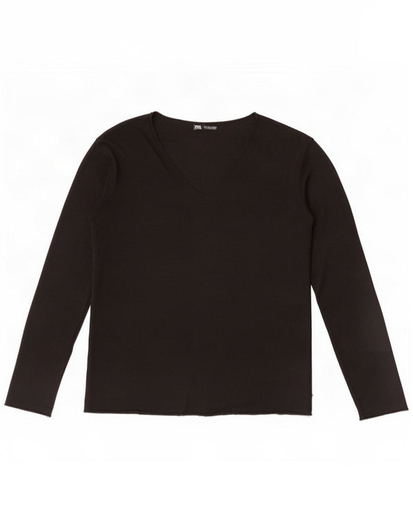 Zara Damen Top Langarm UK 14 Large Schwarz