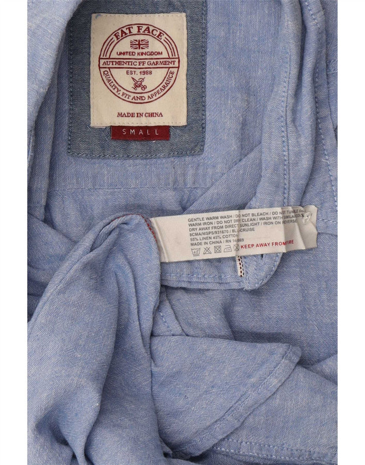 Fat Face Herren Kurzarmhemd Small Blau Leinen