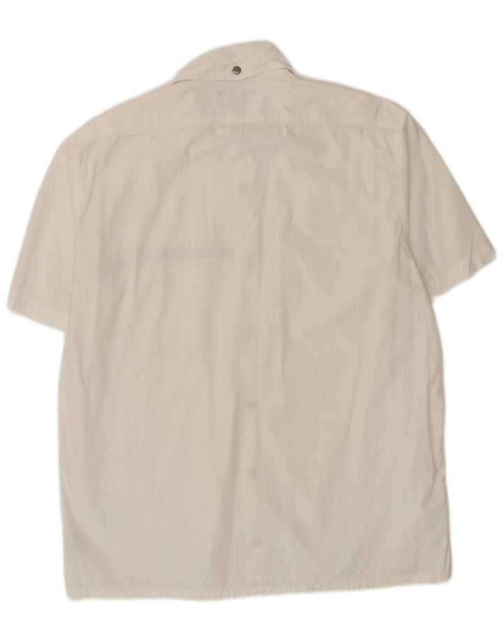 Trussardi Herren-Kurzarmhemd, groß, aus weißer Baumwolle