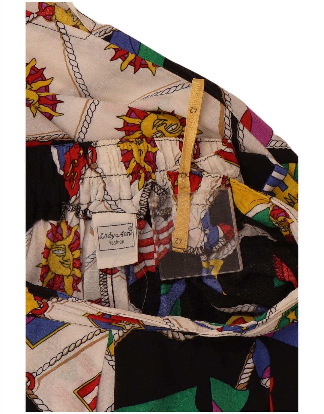 VINTAGE Damen grafischer A-Linien-Rock IT 42 Medium W30 Mehrfarbig