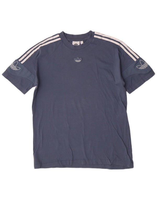 Adidas Herren Kurzarm-T-Shirt mit normaler Grafik, mittelblaue Baumwolle