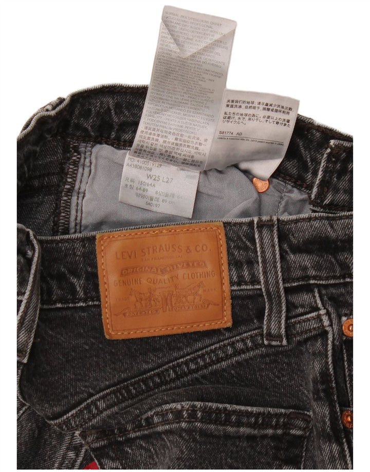 Levi's Damen Ribcage Distressed Straight Jeans W25 L21 Schwarze Baumwolle