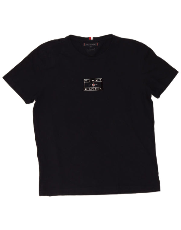 Tommy Hilfiger Herren Grafik T-Shirt Top XL Schwarz Baumwolle