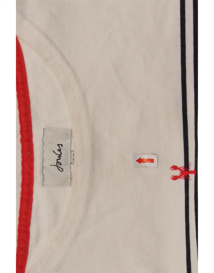 JOULES Damen Top Langarm UK 14 Large Weiß gestreift
