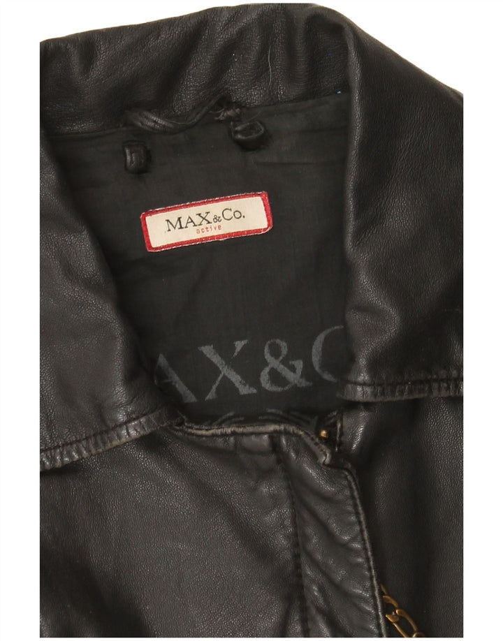 Max & Co. Damen Lederjacke UK 12 Mittelgrau