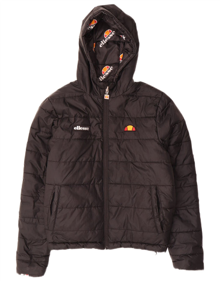 Ellesse Damen Übergroße, wendbare, wattierte Jacke mit Kapuze, Gr. 8, Schwarz