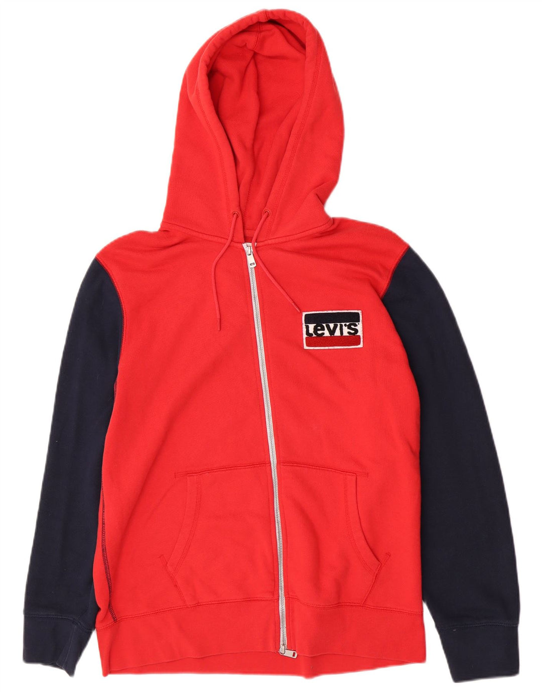 Levi's Herren-Kapuzenpullover mit Reißverschluss, groß, rot, Colourblock-Baumwolle