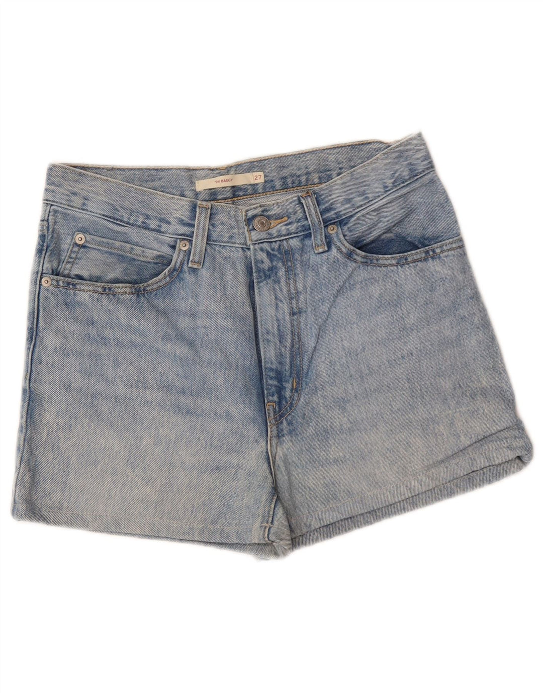 LEVI'S Damen Baggy Denim Shorts W27 Small Blaue Baumwolle