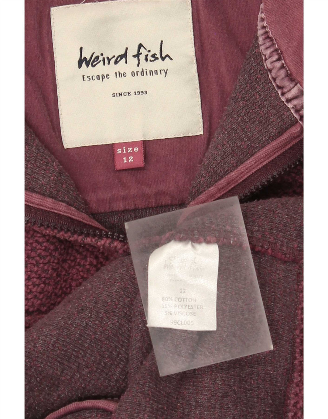 Weird Fish Damen-Trainingsanzug-Top-Jacke, UK 12, mittlere Burgunder-Baumwolle