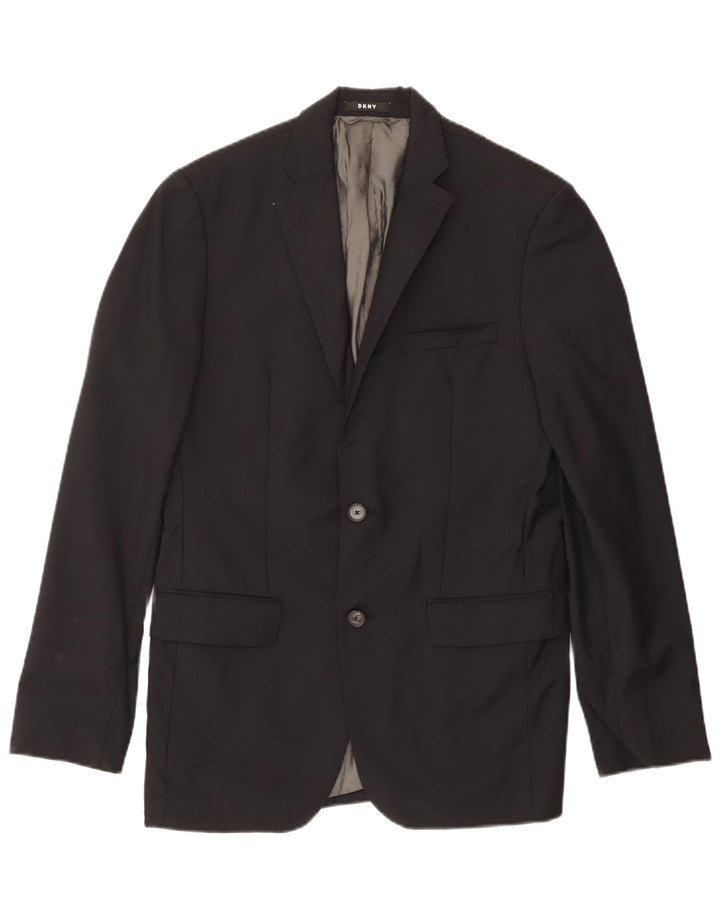 Dkny Herren-Blazer mit 2 Knöpfen, UK 38, mittelschwarze Wolle